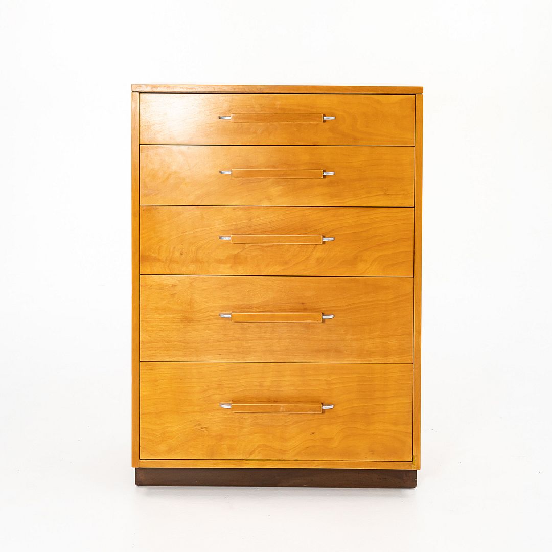 1939 Birch Tallboy 5-Drawer Dresser Cabinet by Eliel Saarinen, J. Robert Swanson, Pipsan Saarinen Swanson for Johnson Furniture Co. in Birch
