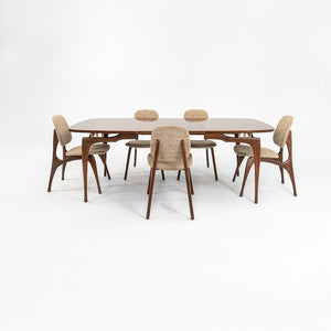 1950s Oiled-Walnut Dining Table and Chairs by Bertha Schaefer for M. Singer and Sons Walnut, Steel, Varnish