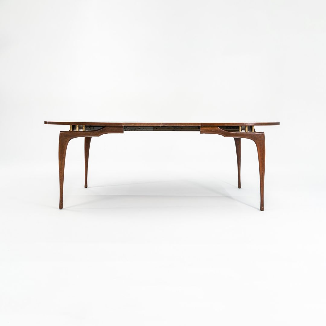 1950s Oiled-Walnut Dining Table and Chairs by Bertha Schaefer for M. Singer and Sons Walnut, Steel, Varnish