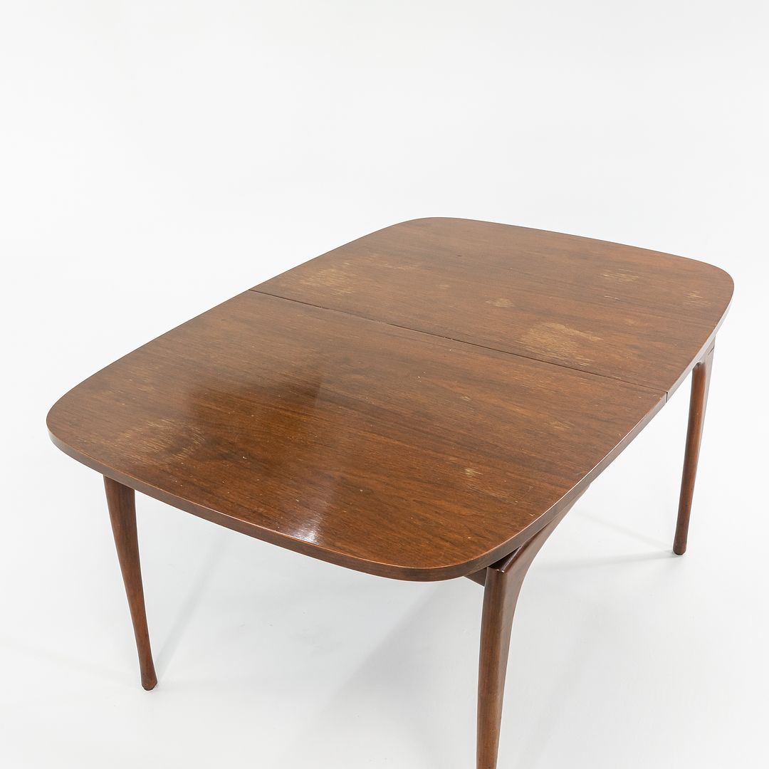 1950s Oiled-Walnut Dining Table and Chairs by Bertha Schaefer for M. Singer and Sons Walnut, Steel, Varnish