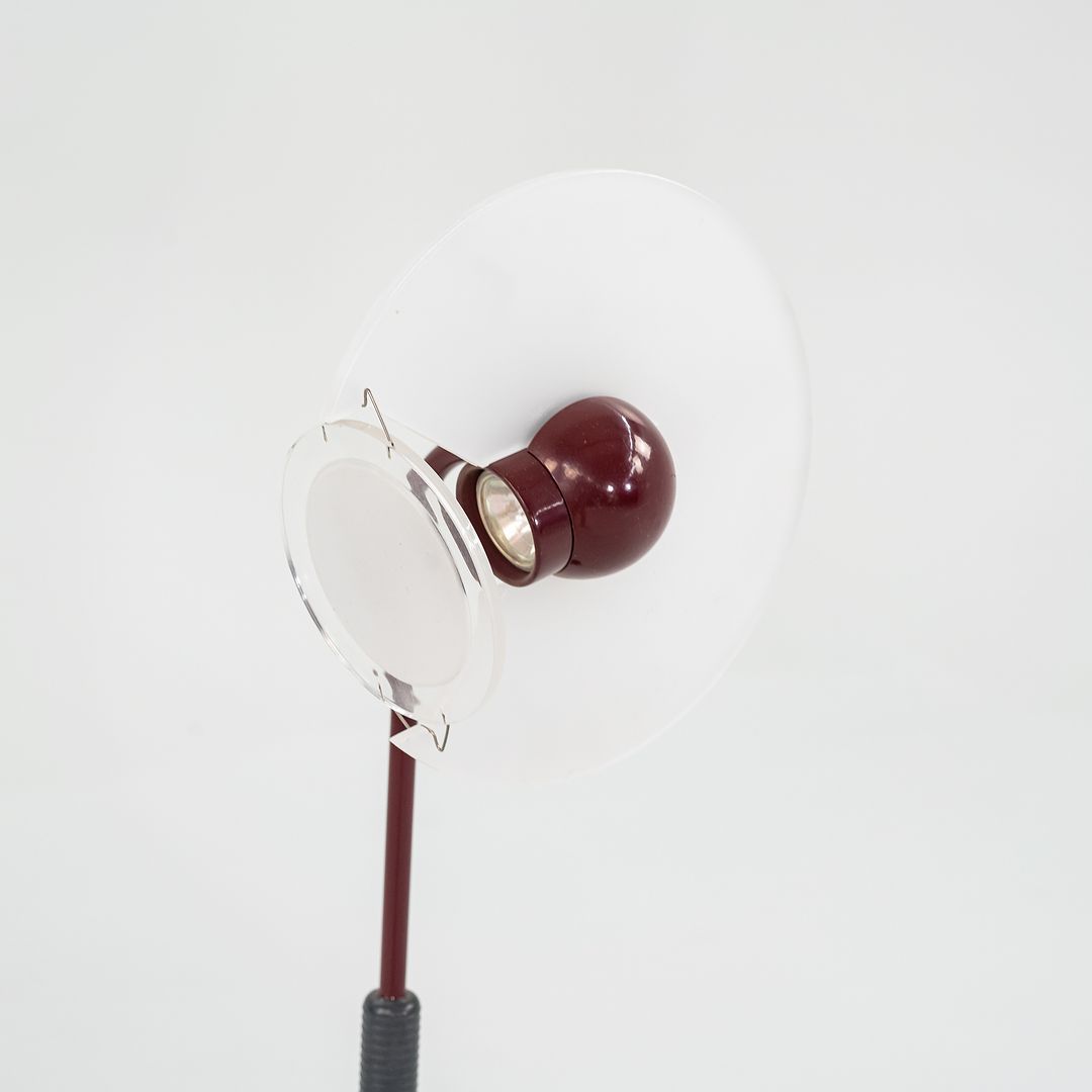 SOLD 1980s Club 1195 Floor Lamp by Pier Giuseppe Ramella for Arteluce in Red and Grey 2x Available