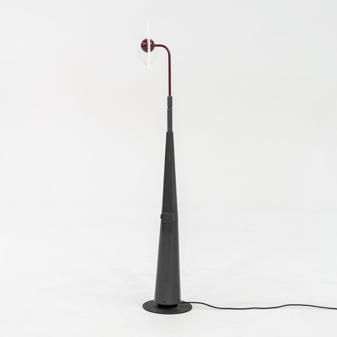 SOLD 1980s Club 1195 Floor Lamp by Pier Giuseppe Ramella for Arteluce in Red and Grey 2x Available