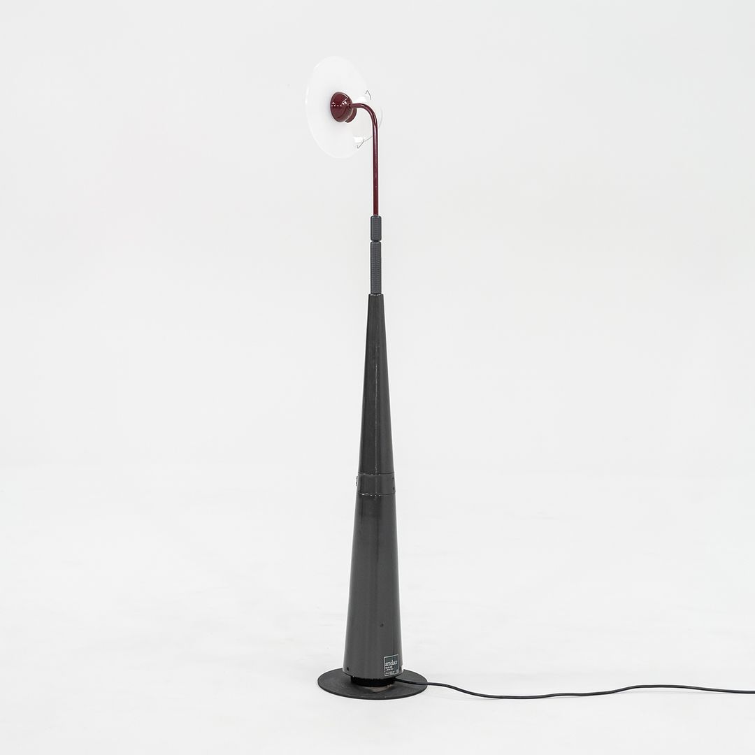 SOLD 1980s Club 1195 Floor Lamp by Pier Giuseppe Ramella for Arteluce in Red and Grey 2x Available