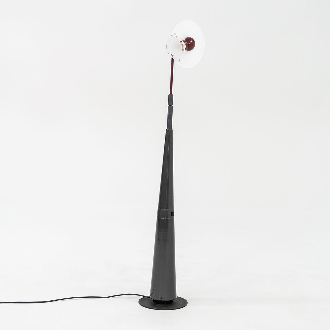 SOLD 1980s Club 1195 Floor Lamp by Pier Giuseppe Ramella for Arteluce in Red and Grey 2x Available