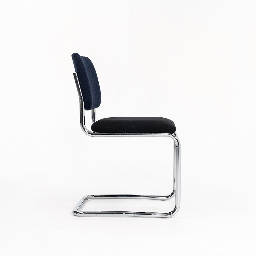 2019 Cesca Armless Side Chair, 51C by Marcel Breuer for Knoll in Chrome with Blue / Grey Fabric 3x Available