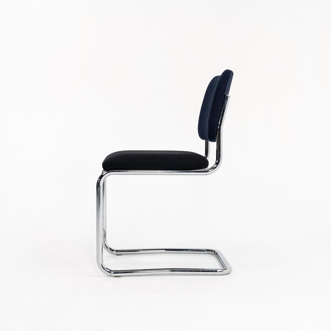 2019 Cesca Armless Side Chair, 51C by Marcel Breuer for Knoll in Chrome with Blue / Grey Fabric 3x Available