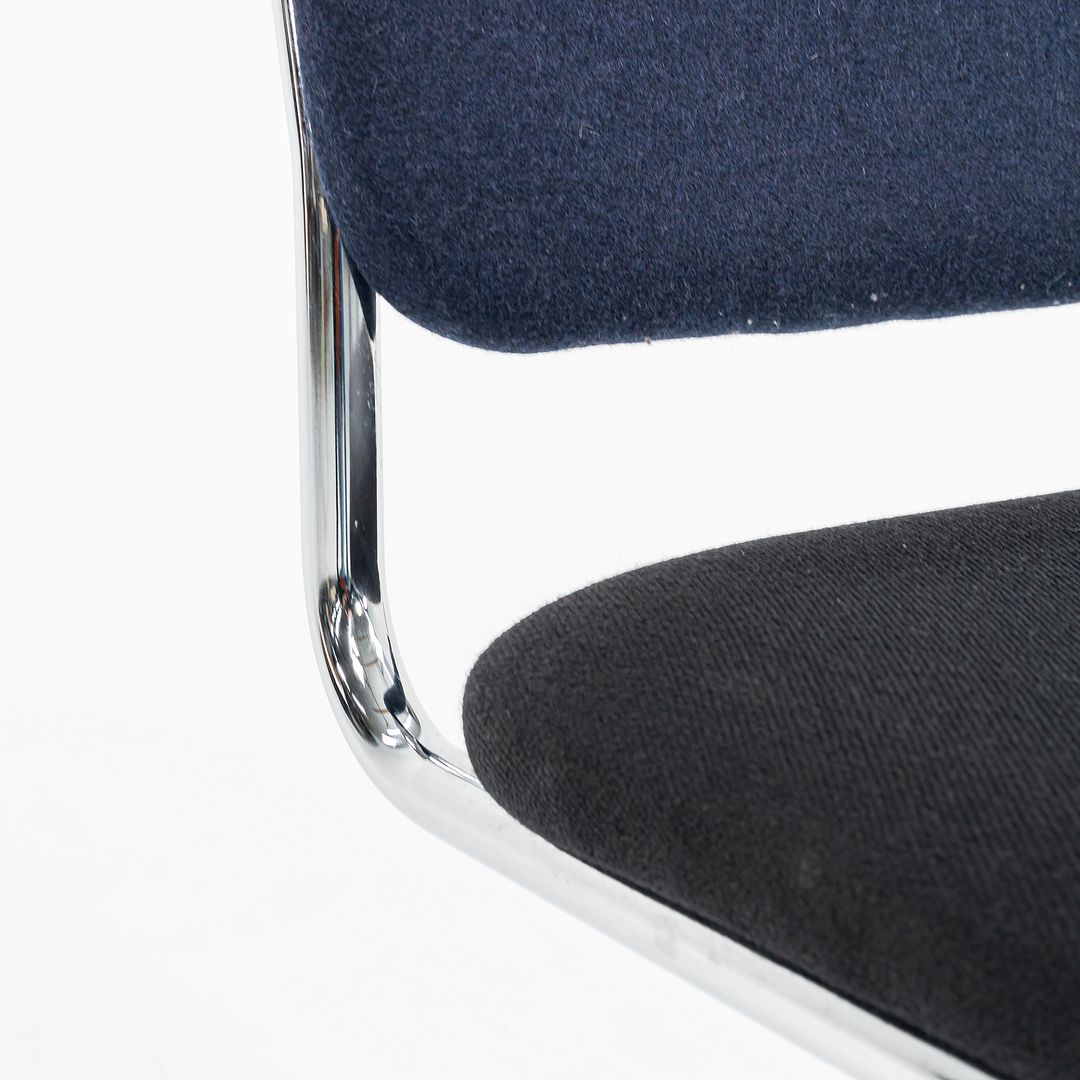 2019 Cesca Armless Side Chair, 51C by Marcel Breuer for Knoll in Chrome with Blue / Grey Fabric 3x Available