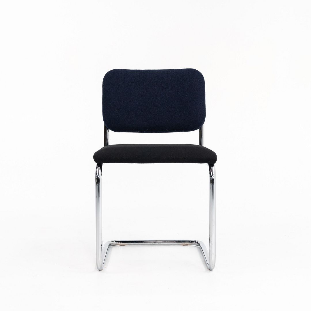 2019 Cesca Armless Side Chair, 51C by Marcel Breuer for Knoll in Chrome with Blue / Grey Fabric 3x Available