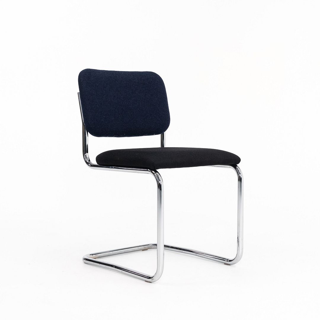 2019 Cesca Armless Side Chair, 51C by Marcel Breuer for Knoll in Chrome with Blue / Grey Fabric 3x Available