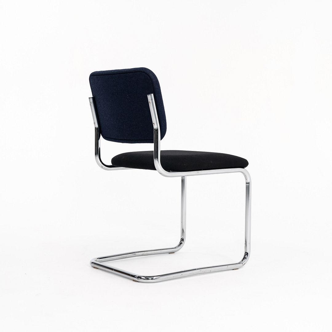 2019 Cesca Armless Side Chair, 51C by Marcel Breuer for Knoll in Chrome with Blue / Grey Fabric 3x Available