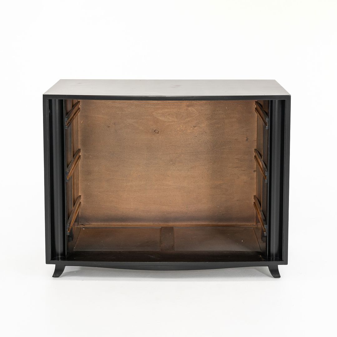 1940s 4140 3-Drawer Chest / Dresser Cabinet by Gilbert Rohde for Herman Miller in Ebonized Wood with Leatherette Front