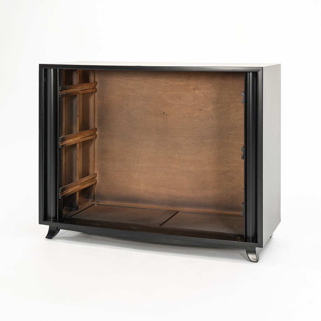 1940s 4140 3-Drawer Chest / Dresser Cabinet by Gilbert Rohde for Herman Miller in Ebonized Wood with Leatherette Front