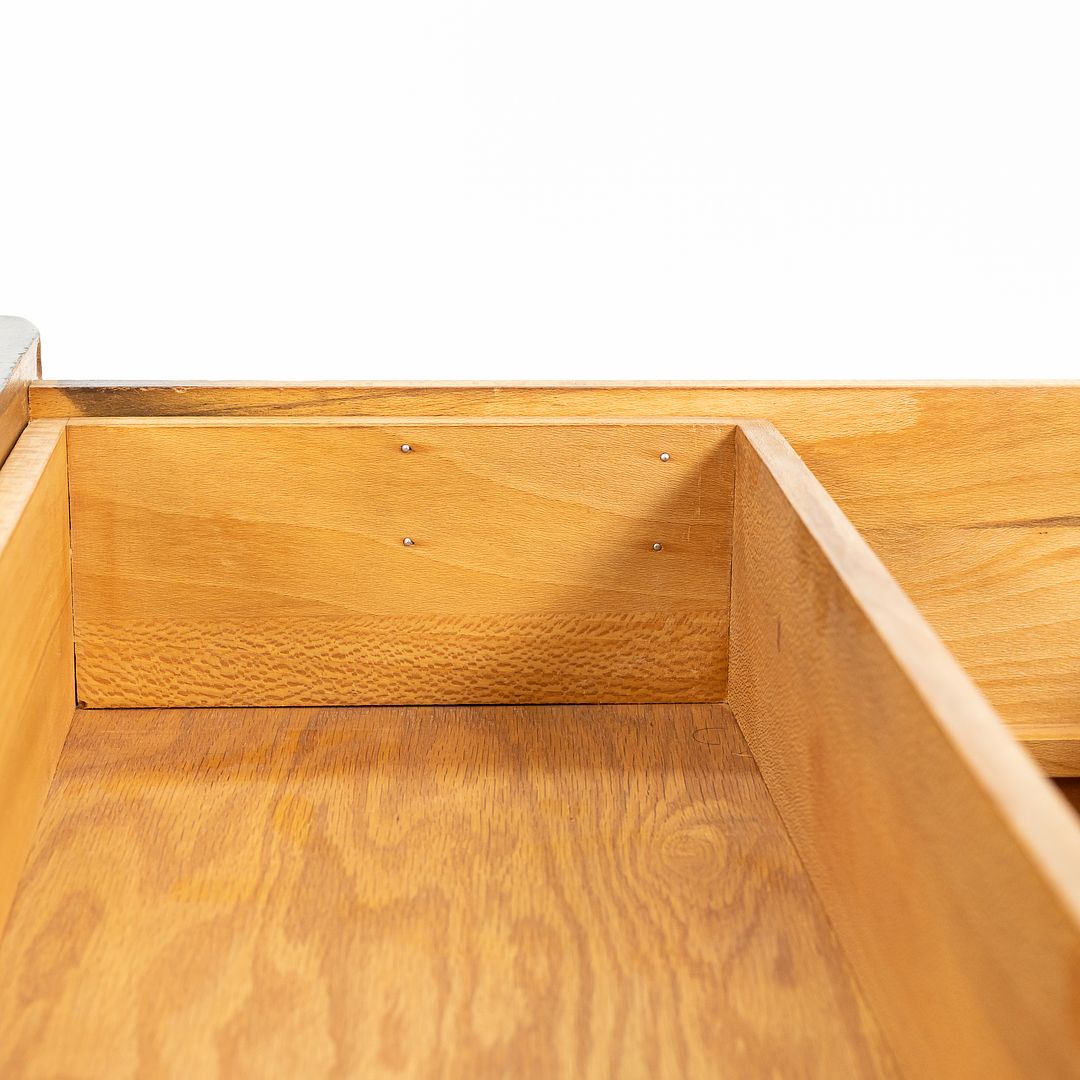 1940s 4140 3-Drawer Chest / Dresser Cabinet by Gilbert Rohde for Herman Miller in Ebonized Wood with Leatherette Front