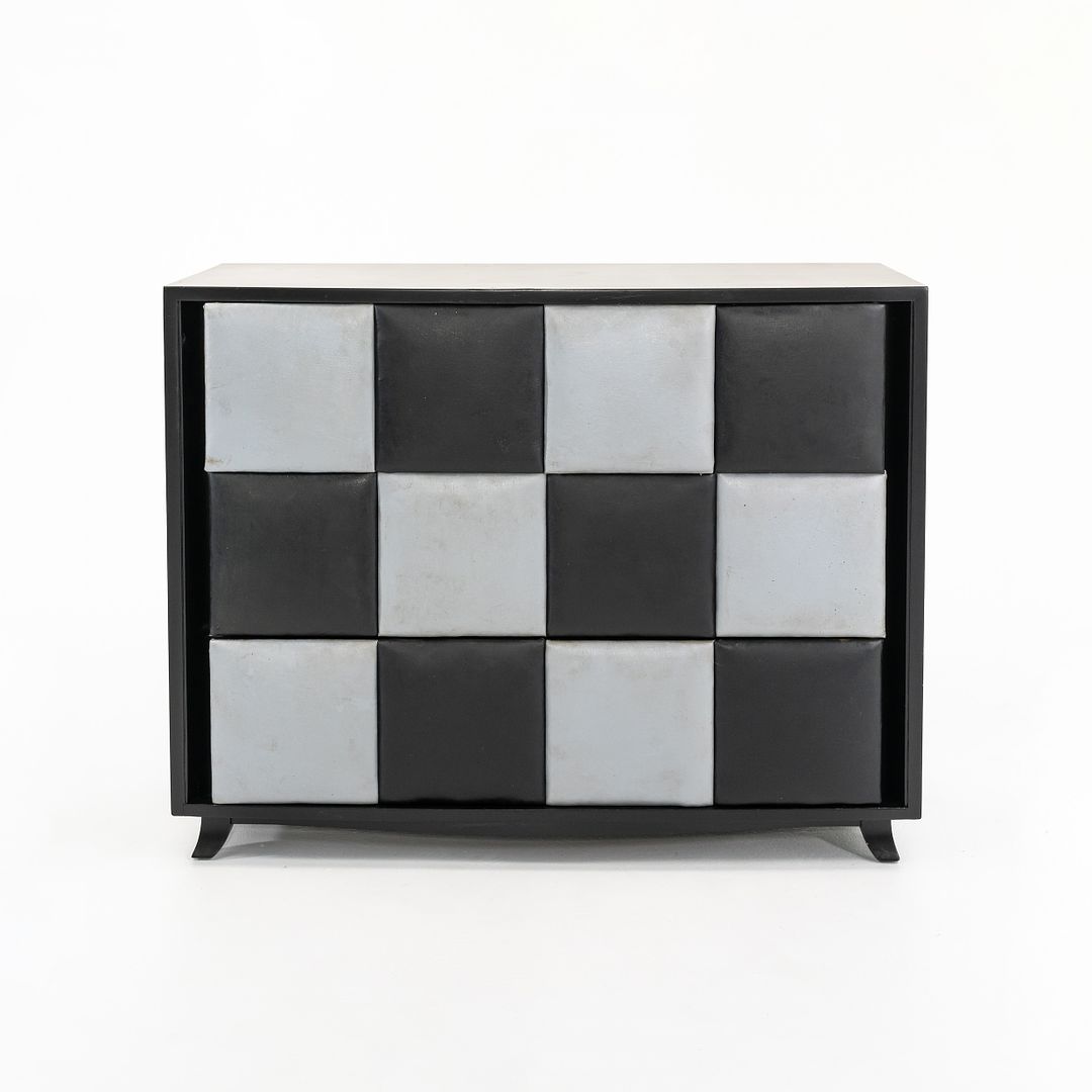 1940s 4140 3-Drawer Chest / Dresser Cabinet by Gilbert Rohde for Herman Miller in Ebonized Wood with Leatherette Front