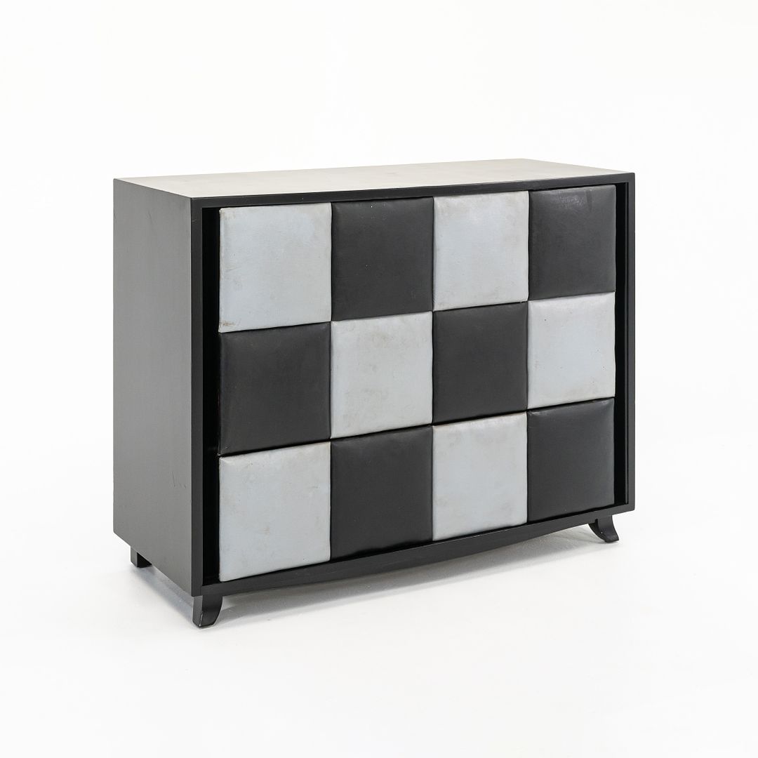 1940s 4140 3-Drawer Chest / Dresser Cabinet by Gilbert Rohde for Herman Miller in Ebonized Wood with Leatherette Front