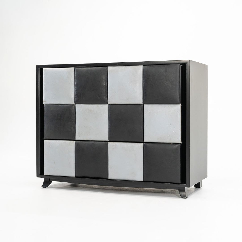 1940s 4140 3-Drawer Chest / Dresser Cabinet by Gilbert Rohde for Herman Miller in Ebonized Wood with Leatherette Front