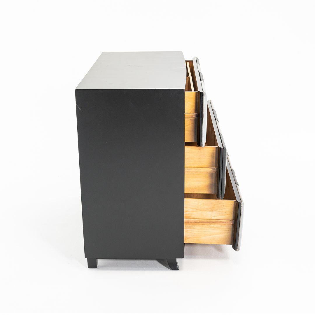 1940s 4140 3-Drawer Chest / Dresser Cabinet by Gilbert Rohde for Herman Miller in Ebonized Wood with Leatherette Front