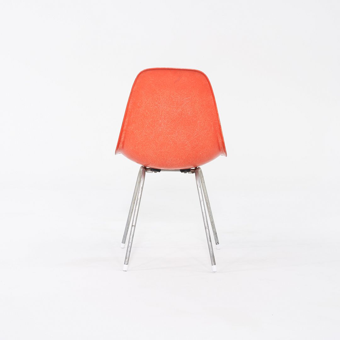 1958 Pair of Herman Miller Eames Fiberglass Dining Shell Chair in Red / Orange