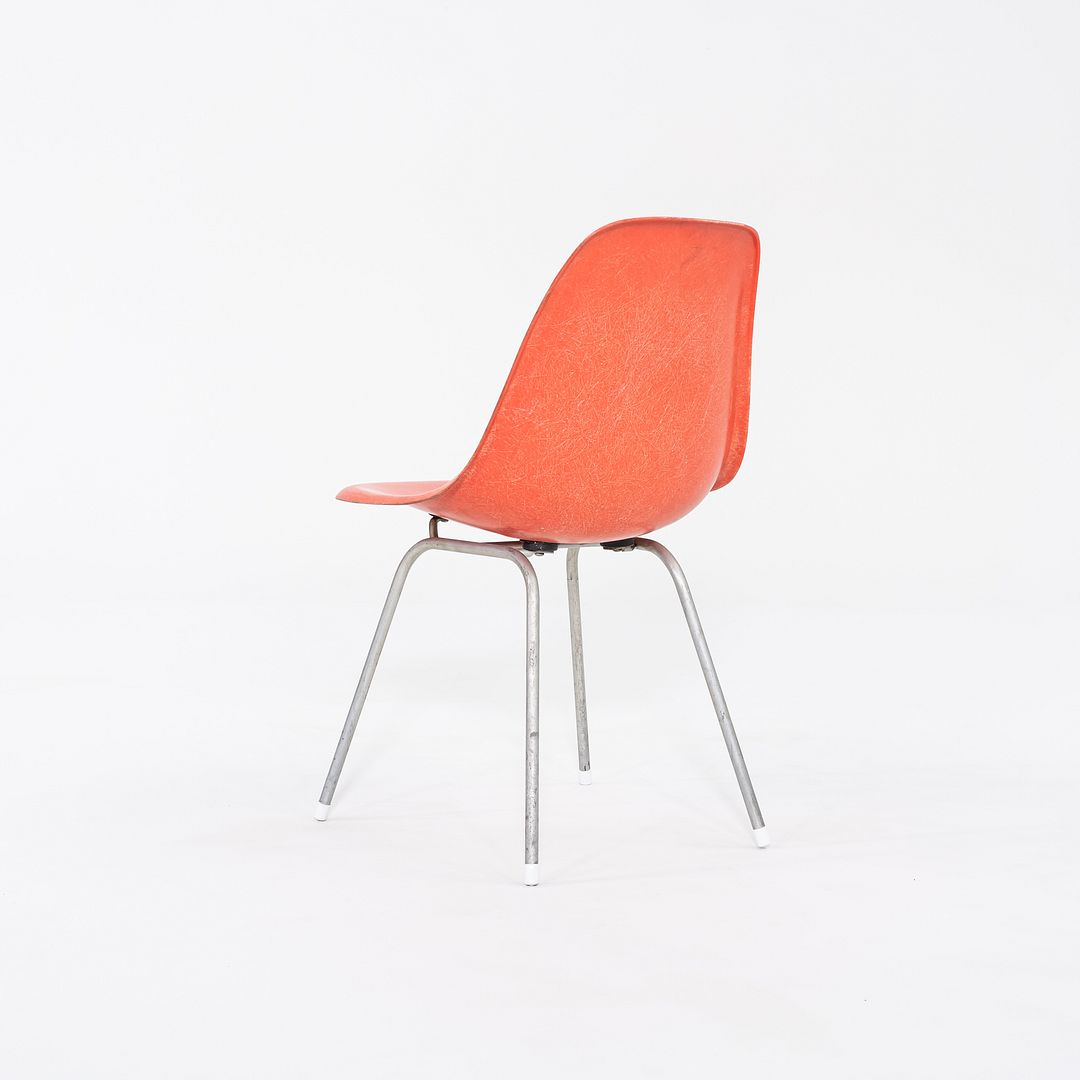 1958 Pair of Herman Miller Eames Fiberglass Dining Shell Chair in Red / Orange