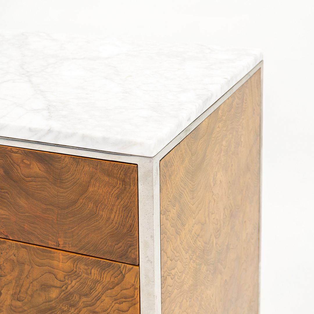 1965 Olive Ash Burl 2-Position Credenza Cabinet by Gordon Bunshaft of SOM for Chase Manhattan Bank