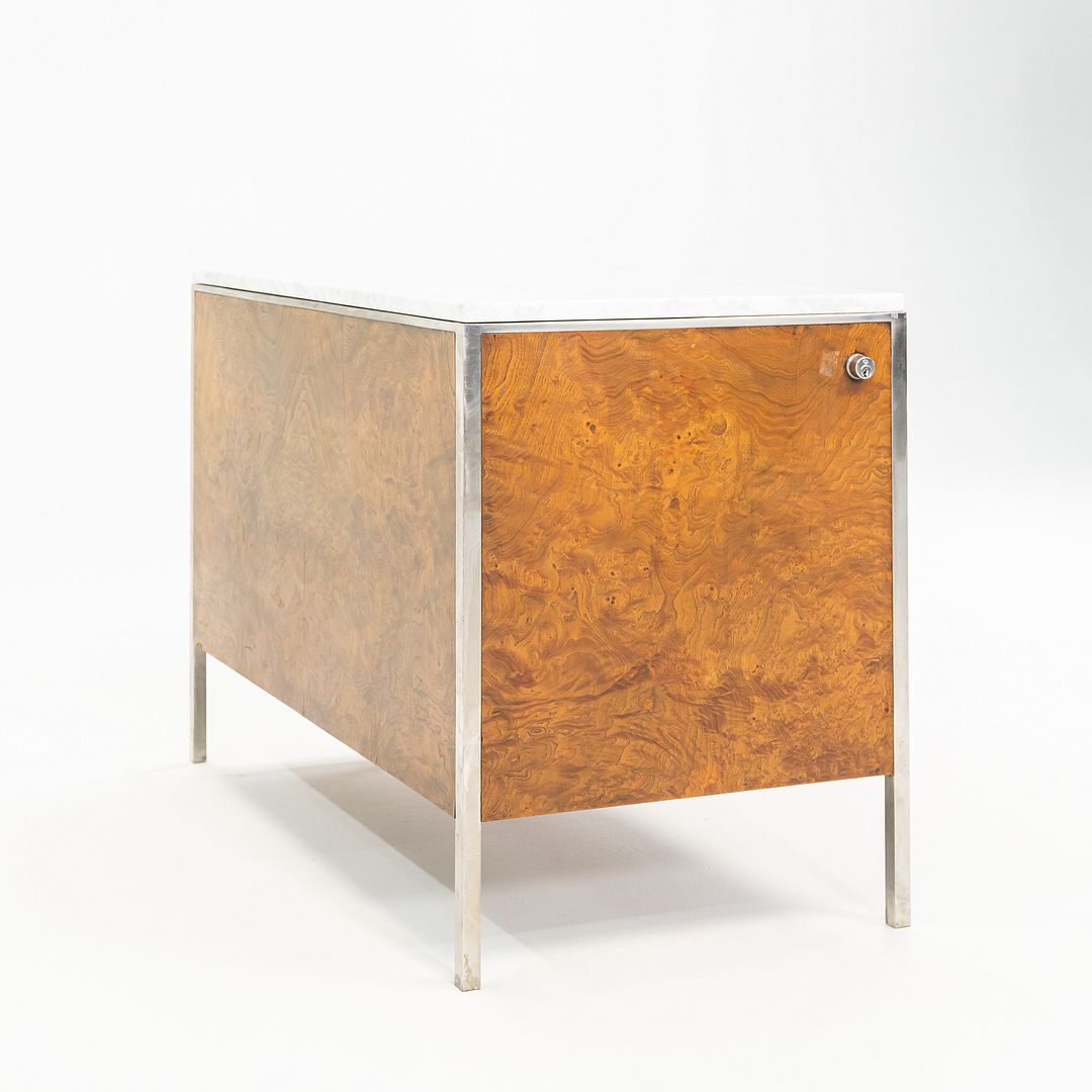 1965 Olive Ash Burl 2-Position Credenza Cabinet by Gordon Bunshaft of SOM for Chase Manhattan Bank