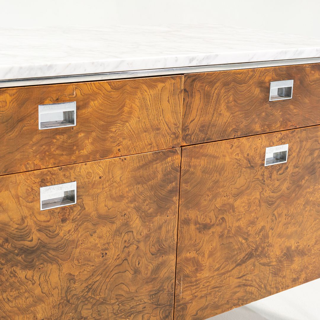 1965 Olive Ash Burl 2-Position Credenza Cabinet by Gordon Bunshaft of SOM for Chase Manhattan Bank