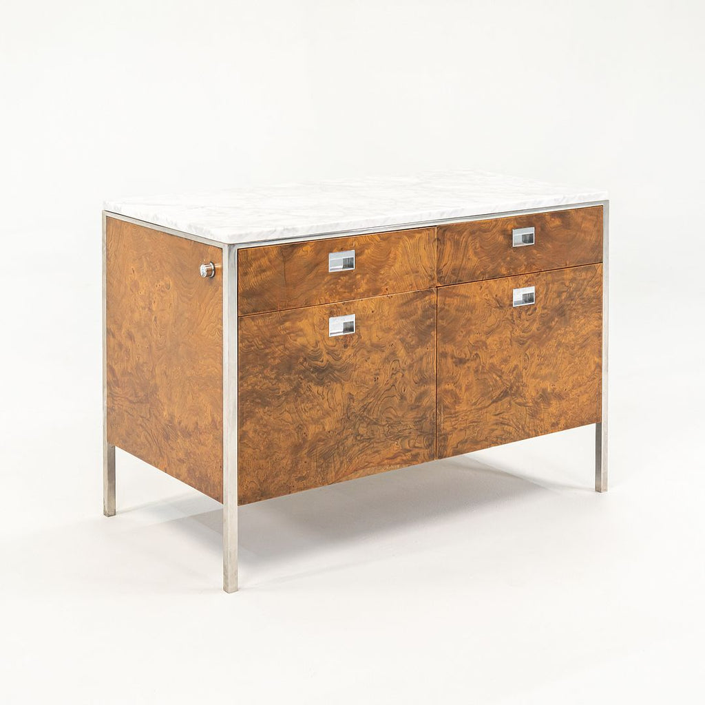 1965 Olive Ash Burl 2-Position Credenza Cabinet by Gordon Bunshaft of SOM for Chase Manhattan Bank