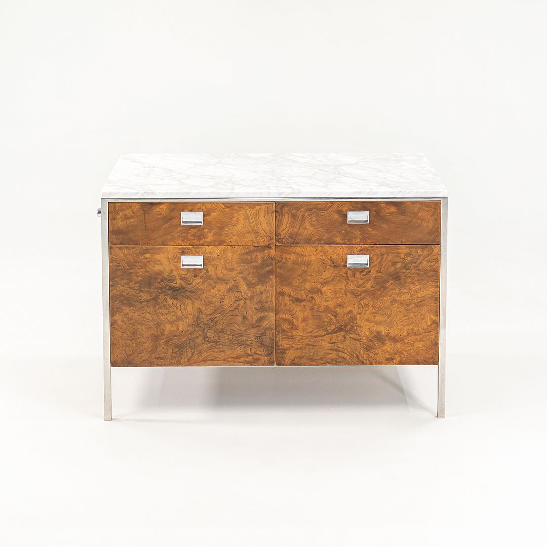 1965 Olive Ash Burl 2-Position Credenza Cabinet by Gordon Bunshaft of SOM for Chase Manhattan Bank