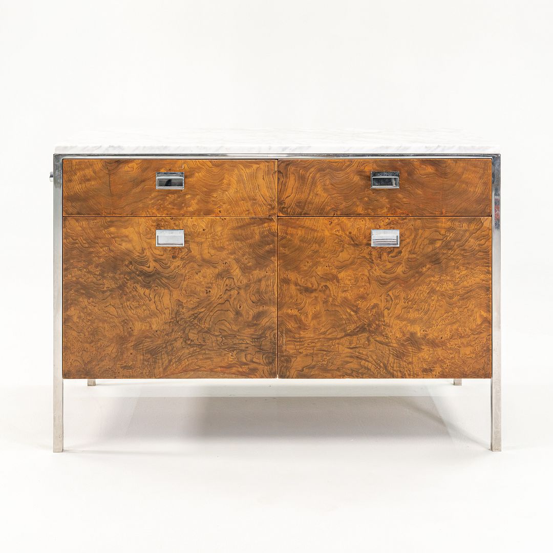 1965 Olive Ash Burl 2-Position Credenza Cabinet by Gordon Bunshaft of SOM for Chase Manhattan Bank
