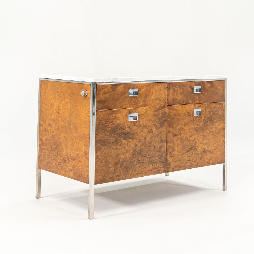 1965 Olive Ash Burl 2-Position Credenza Cabinet by Gordon Bunshaft of SOM for Chase Manhattan Bank