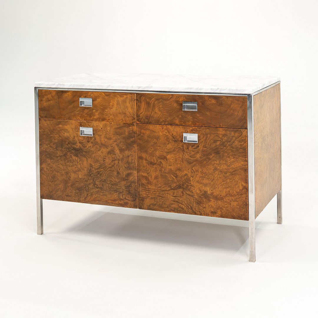 1965 Olive Ash Burl 2-Position Credenza Cabinet by Gordon Bunshaft of SOM for Chase Manhattan Bank