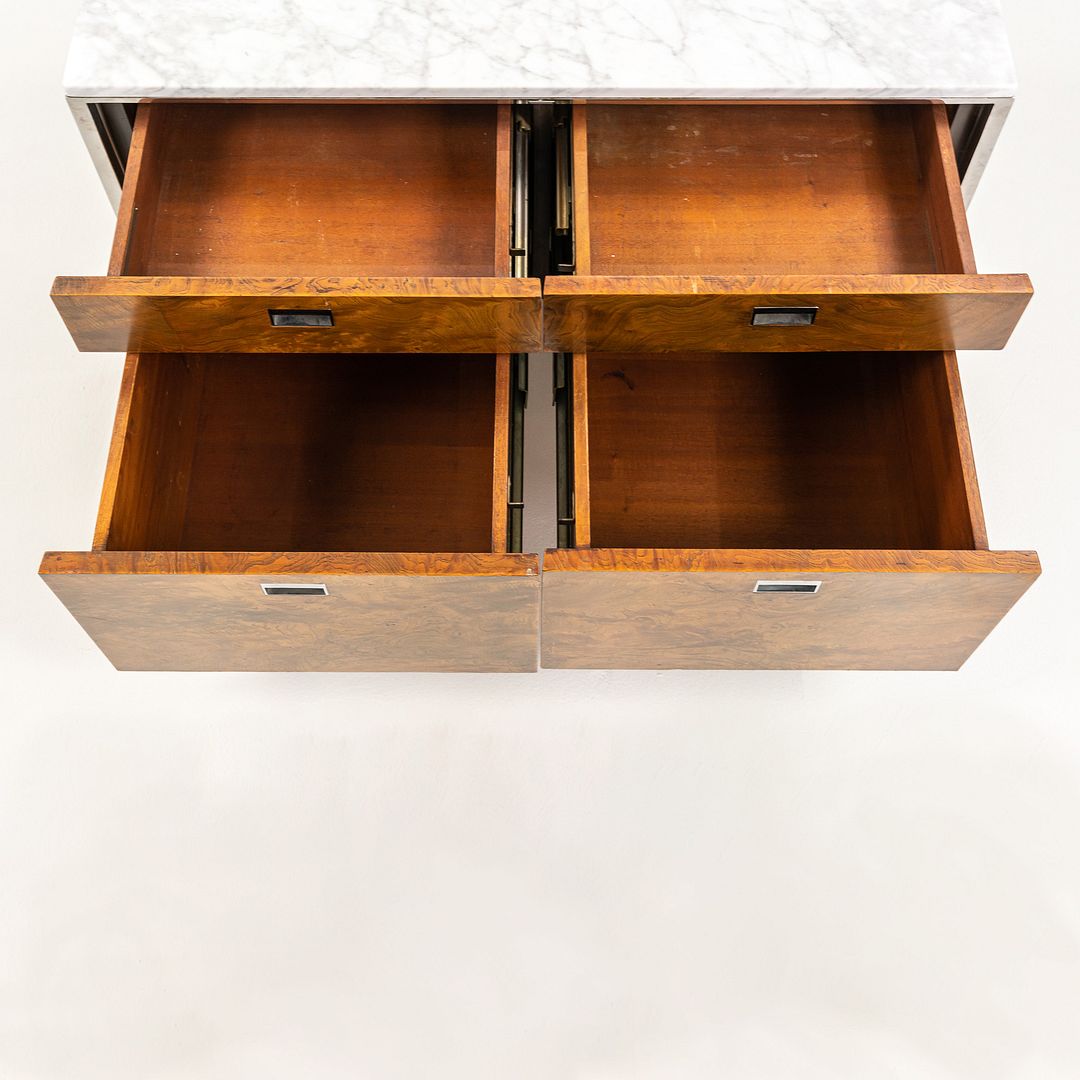 1965 Olive Ash Burl 2-Position Credenza Cabinet by Gordon Bunshaft of SOM for Chase Manhattan Bank