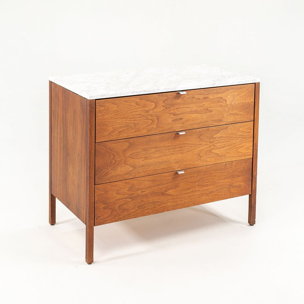 1960s Florence Knoll 3-Drawer Dresser Cabinet in Walnut with Marble Top 1x Available