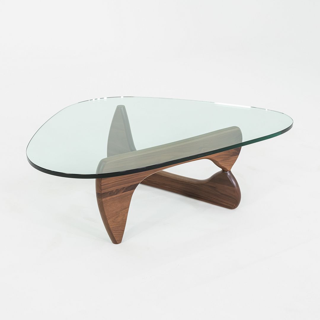 SOLD 2010s Isamu Noguchi for Herman Miller IN-50 Coffee Table in Walnut w/ Glass Top
