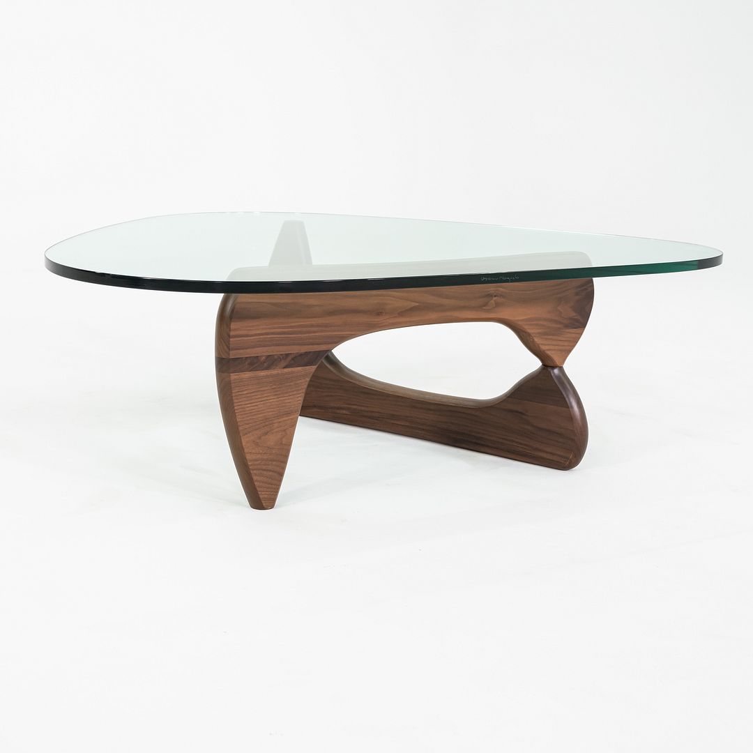 SOLD 2010s Isamu Noguchi for Herman Miller IN-50 Coffee Table in Walnut w/ Glass Top