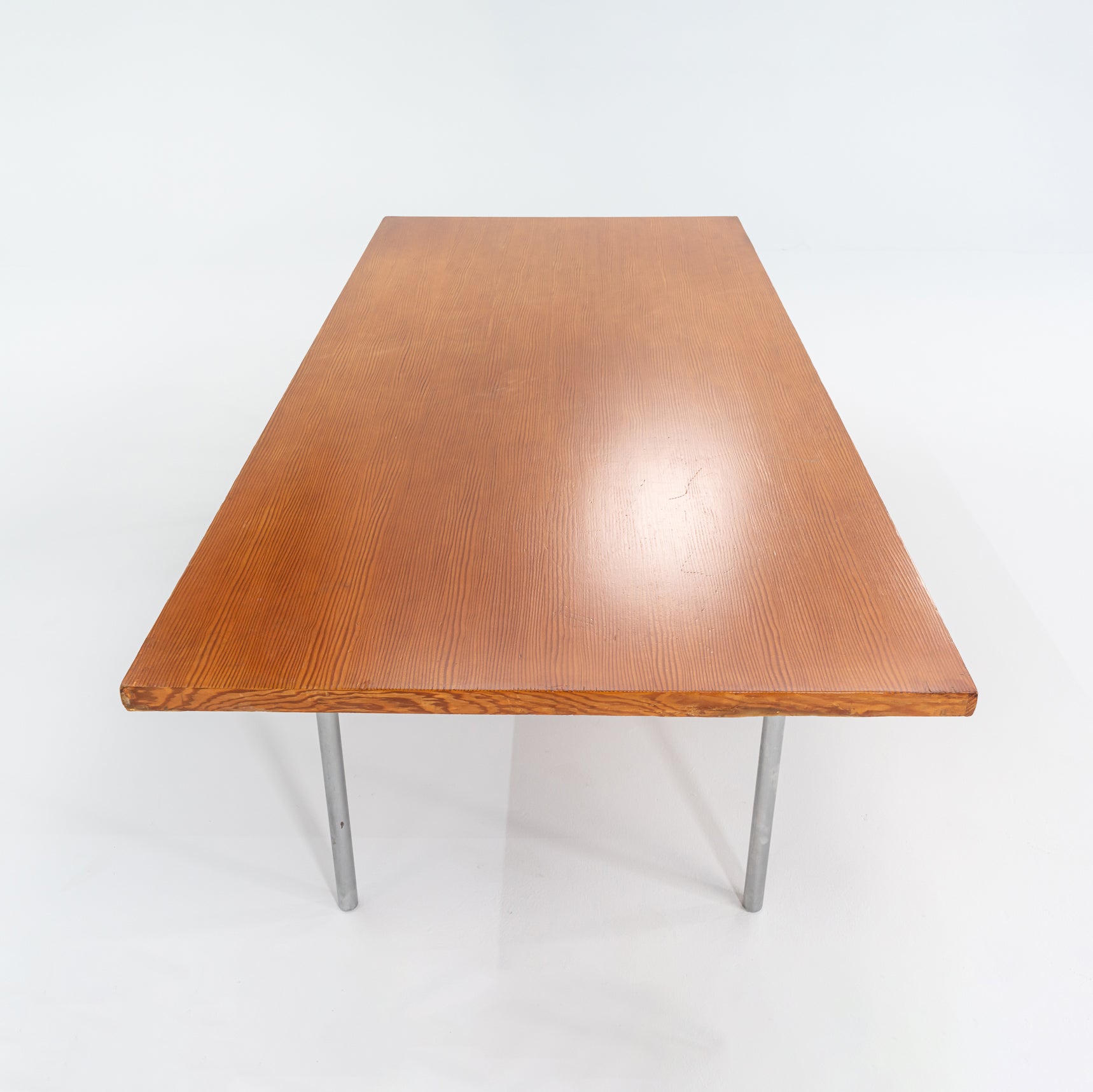 1960s PK-41 Rectangular Dining Table by Poul Kjaerholm for E. Kold Christensen in Oregon Pine and Chromed Steel #1