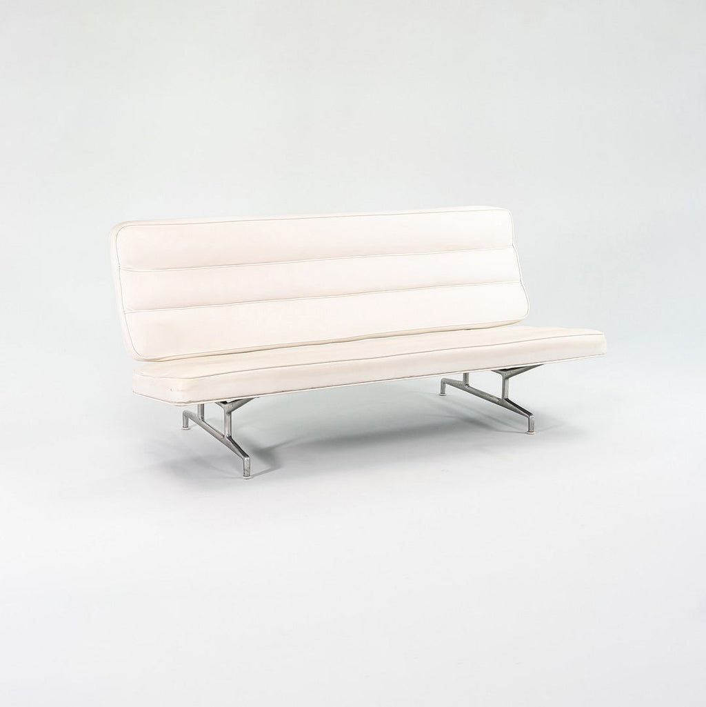 1964 Eames 3473 Sofa by Charles and Ray Eames for Herman Miller in White Naugahyde #2