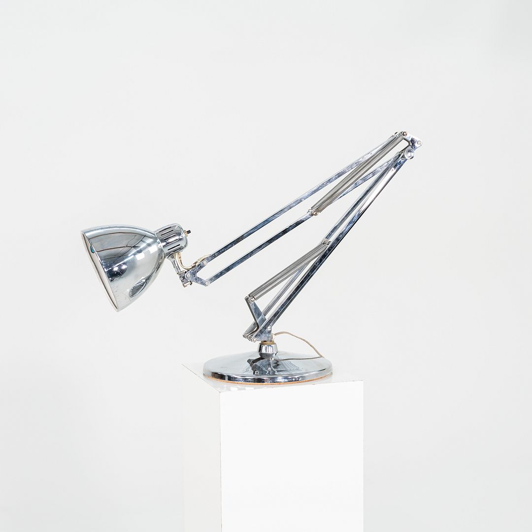 SOLD 1980s Luxo ASA Norwegian Chrome Table Lamp with Weighted Base by Jac Jacobsen