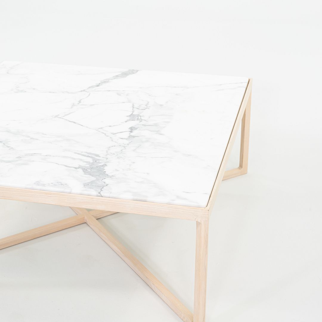 2022 Knoll Krusin Coffee Table by Marc Krusin in Natural Oak & Arabescato Marble