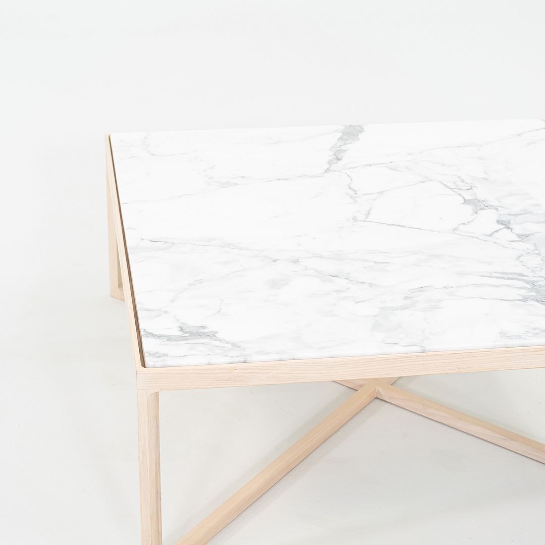 2022 Knoll Krusin Coffee Table by Marc Krusin in Natural Oak & Arabescato Marble