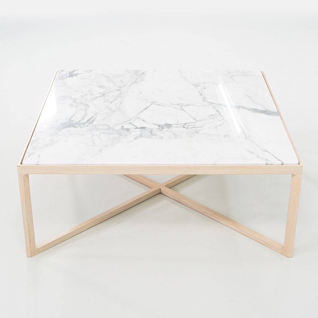2022 Knoll Krusin Coffee Table by Marc Krusin in Natural Oak & Arabescato Marble