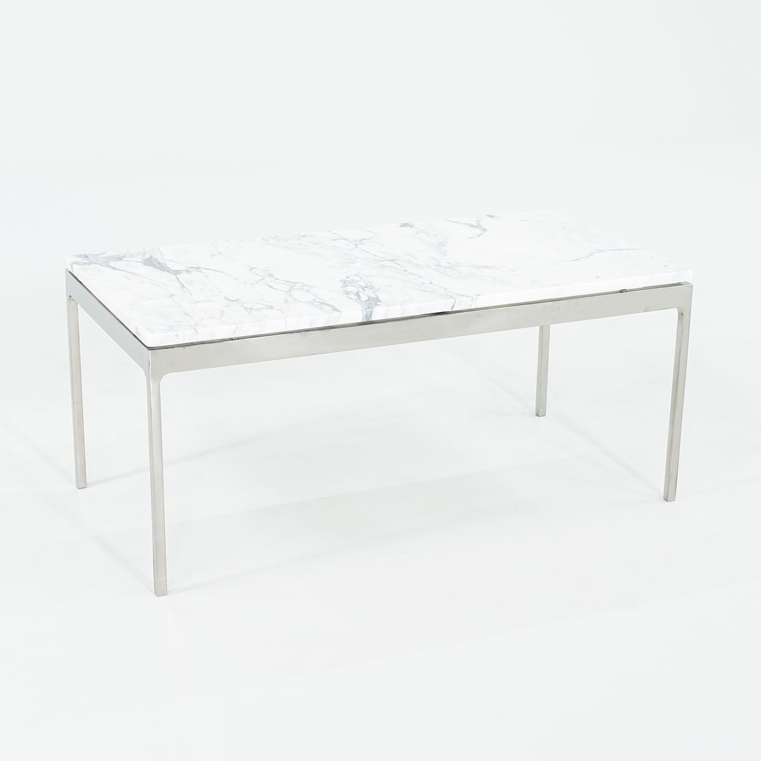 1980s Coffee Table, Model TA.35.36.72 by Nicos Zographos for Zographos Designs in Stainless and White Marble