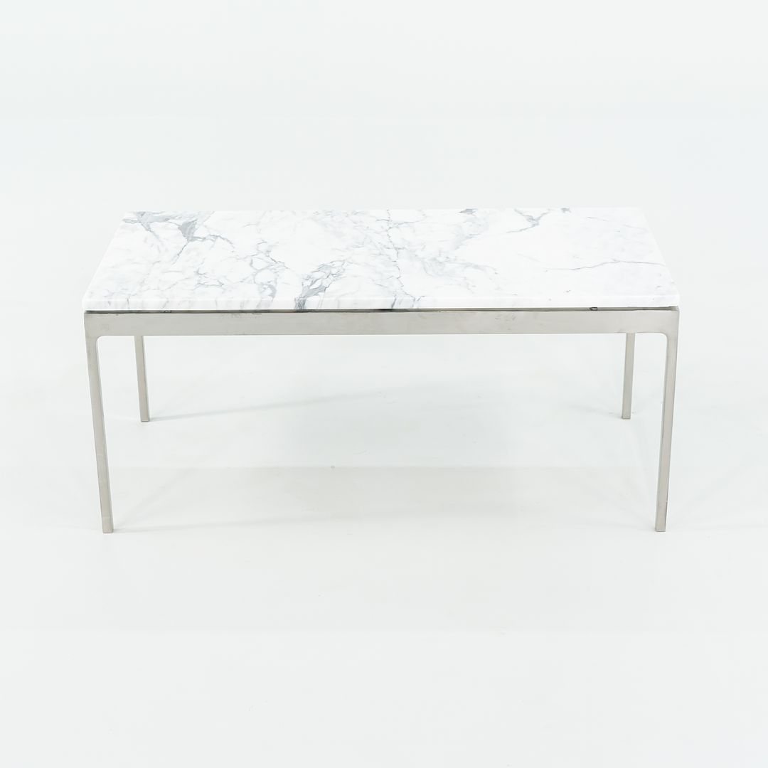 1980s Coffee Table, Model TA.35.36.72 by Nicos Zographos for Zographos Designs in Stainless and White Marble