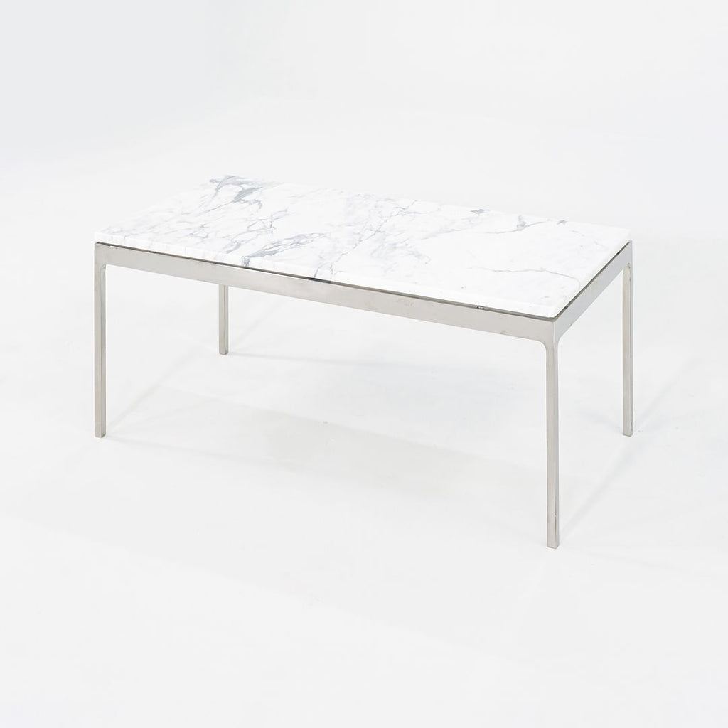 1980s Coffee Table, Model TA.35.36.72 by Nicos Zographos for Zographos Designs in Stainless and White Marble