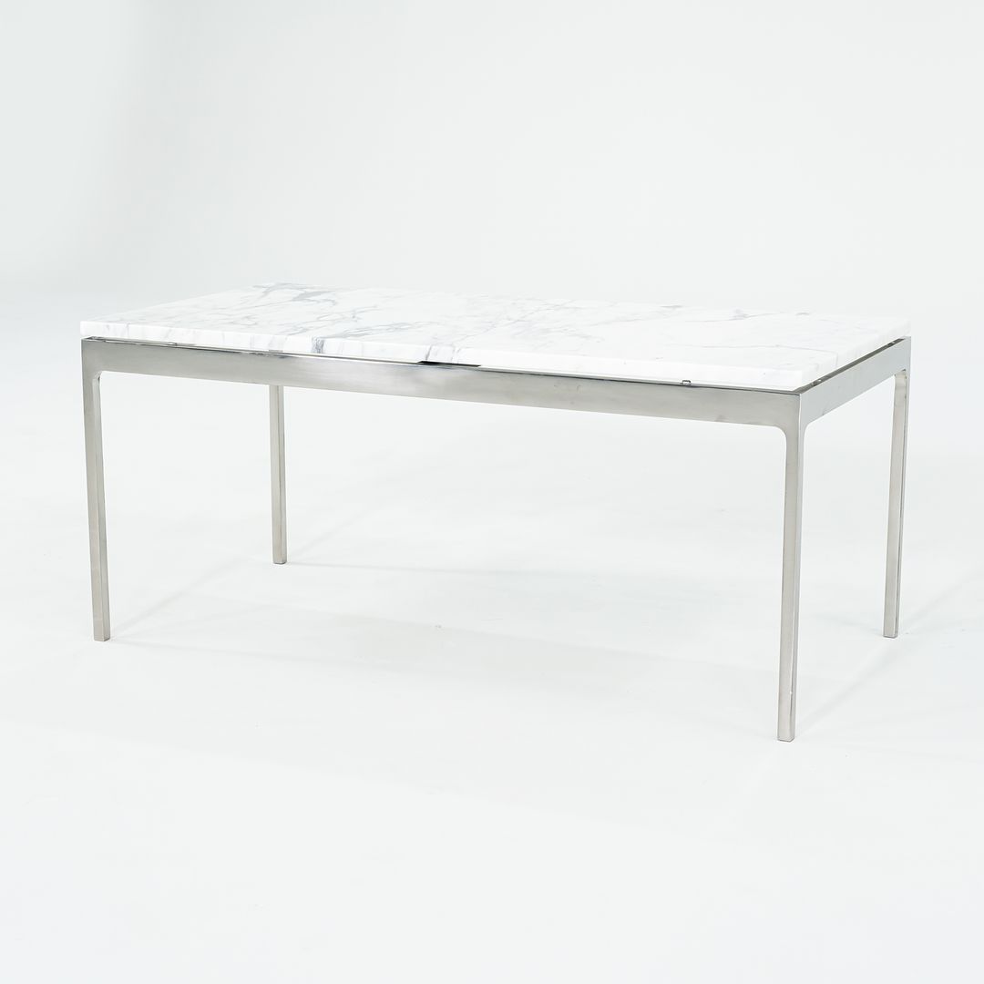 1980s Coffee Table, Model TA.35.36.72 by Nicos Zographos for Zographos Designs in Stainless and White Marble