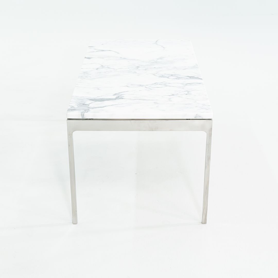 1980s Coffee Table, Model TA.35.36.72 by Nicos Zographos for Zographos Designs in Stainless and White Marble