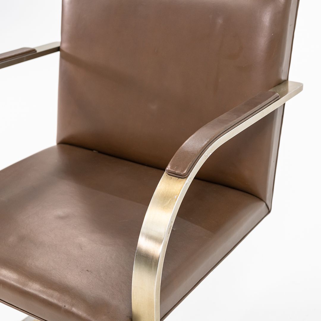 1960s Knoll Brno Armchair, Model MR50 by Mies van der Rohe and Lily Reich for Knoll in Bronze with Brown Leather