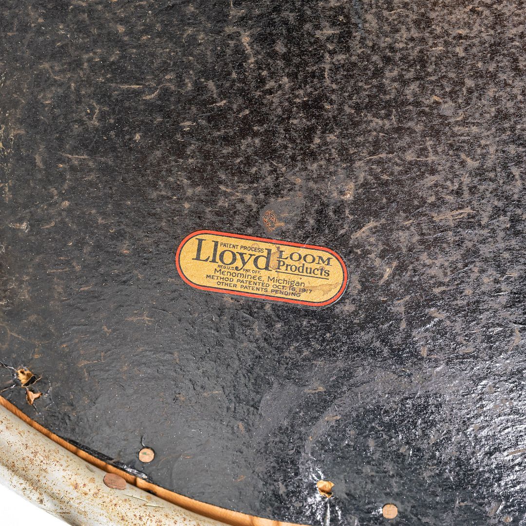 1950s Set of Four Lewis Larsen for Lloyd Loom Steel Dining Chairs w/ Oil Cloth