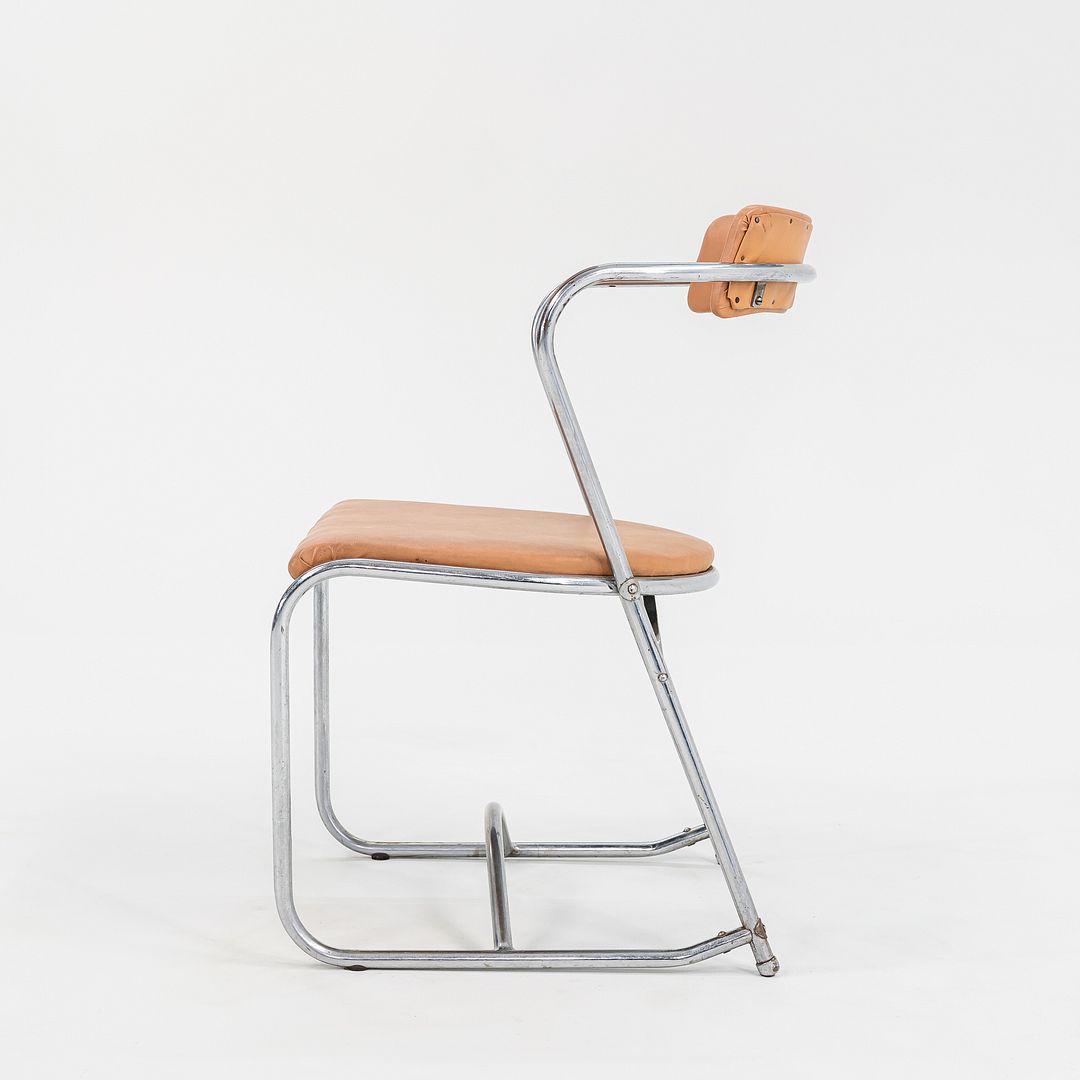 1950s Set of Four Lewis Larsen for Lloyd Loom Steel Dining Chairs w/ Oil Cloth