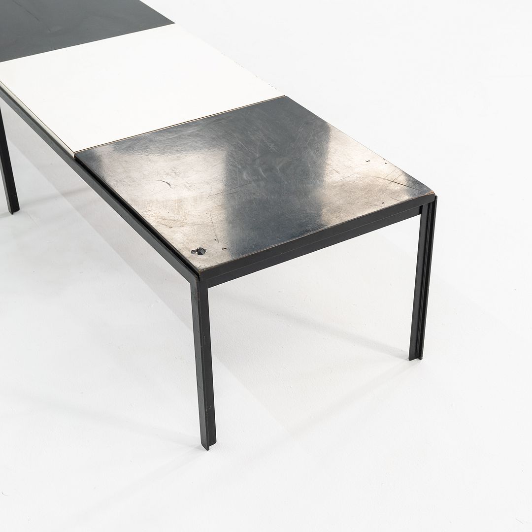 SOLD 1950s Florence Knoll Model 332 T Angle Coffee Table / Bench in Steel w/ Laminate